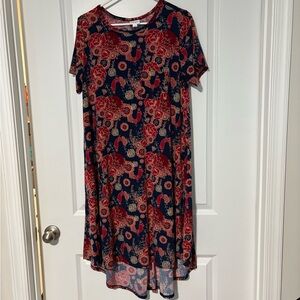 LuLaRoe High Low Dress - Red and Blue Floral